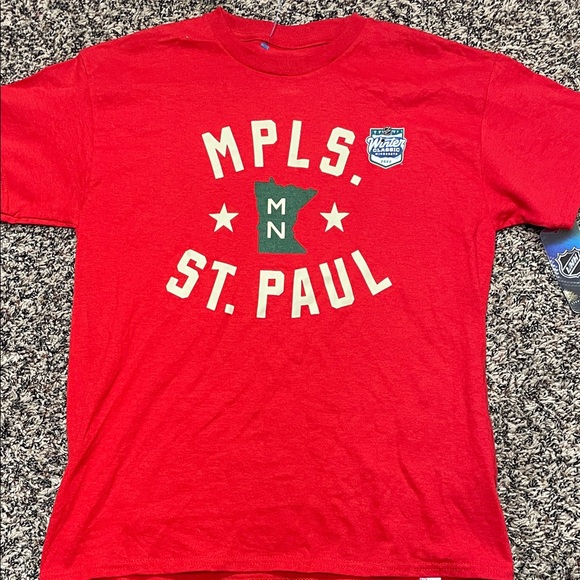 NHL Red MPLS St. Paul Graphic T-Shirt Kids Size Lg (14) | NWT - Picture 1 of 4